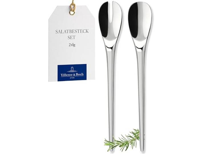 Villeroy und Boch - NewMoon Salatbesteck, 2tlg., vielseitiges Besteckset für den Alltag und die festliche Tafel, Edelstahl, spülmaschinengeeignet