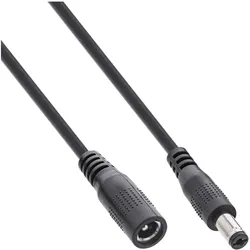 INLINE Verlängerungskabel, DC Stecker 5,5x2,1mm, schwarz, 2m