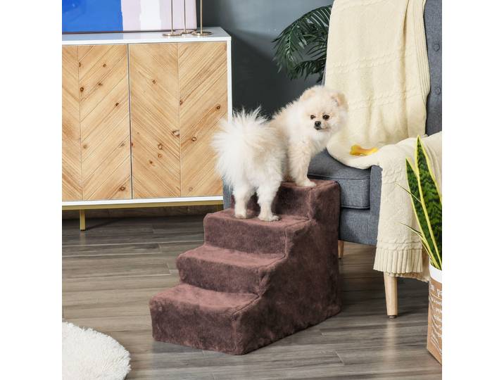 PawHut Escalier Chiens 4 Marches Portable 60x35x44 cm Marron