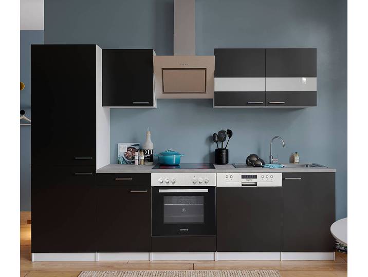 Kitchenette Malia avec lave-vaisselle 280cm Noir/Noir