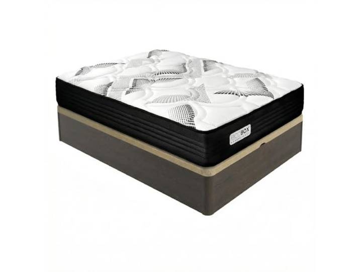 DUÉRMETE ONLINE Packung viskoelastische Matratze mit Taschenfedern Eco Box + aufklappbares Bett aus verstärktem Holz große Lagerfähigkeit hohe Festigkeit Wenge 150 x 200 cm