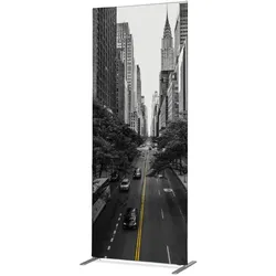 SHOWDOWN Displays Showdown Textil Raumteiler Deko - 85-200 York Manhattan - Schwarz - Schwarzer Rahmen
