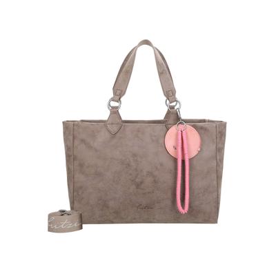 Henkeltasche FRITZI AUS PREUSSEN "Izzy Vintage", Damen, Gr. B/H/T: 42cm x 29cm x 42cm, braun, Lederimitat, unifarben, Taschen, mit Taschen-Anhänger und Schlüsselschlange