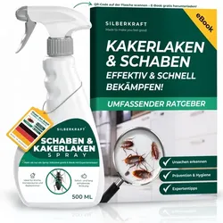 Silberkraft Schabenspray – Anti Schaben Spray gegen Schaben & Kakerlaken für Küche, Bad, Vorratsraum, Keller & Garage – 500 ml Sprühflasche
