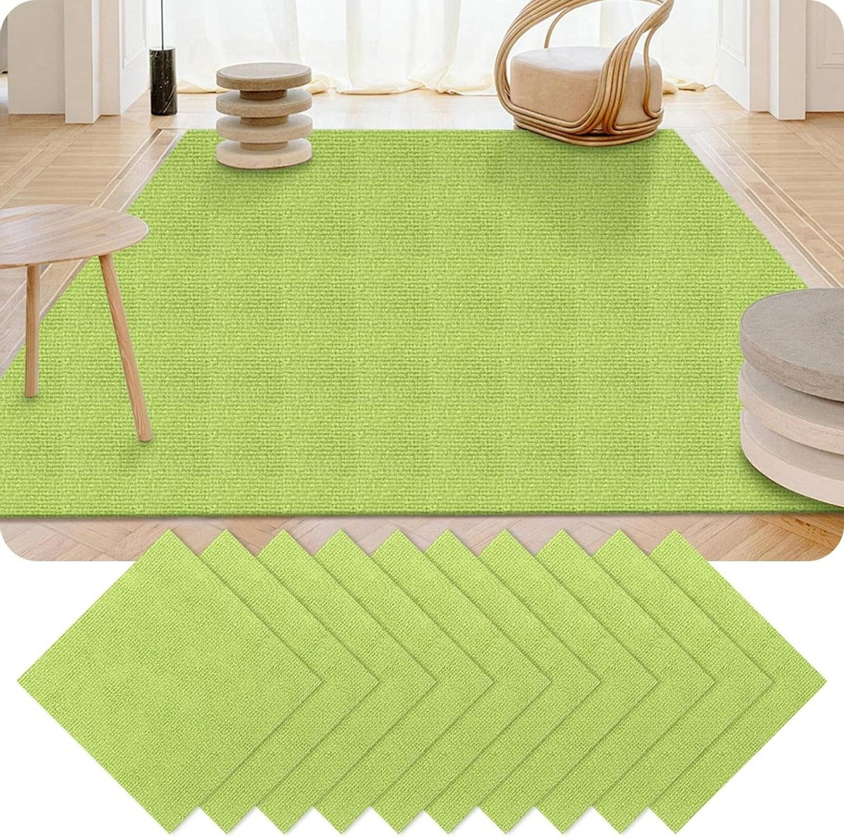 Groene zelfklevende tapijttegels voor vloerbedekking, 30 stuks, 30x30 cm