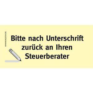 BIZSTIX Haftmarker Nach Unterschrift an StB, Papier, beschriftbar, 5 x 100 Streifen, gelb