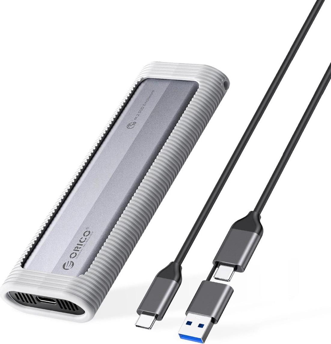 Orico Axm2-G2-V1 M.2 NVMe SSD-behuizing met USB-C/USB-A naar USB-C adapter, 10 Gb/s - Grijs