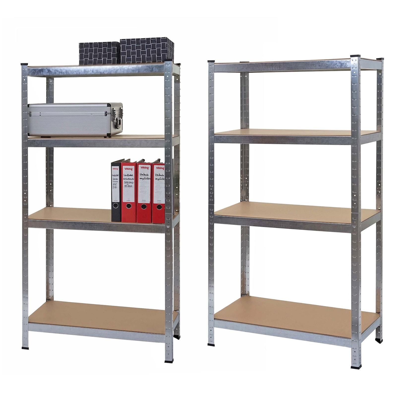 2er-Set Schwerlastregal MCW-D67, Werkstattregal Steckregal, 160x80x40cm, Traglast jeweils 320kg MVG ~ verzinkt