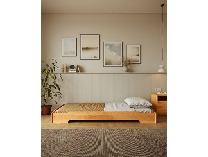 Naturwohnen Stapelliege aus Massivholz Erle 90x200 cm Erle mit bioola® nature veredelt Stapelbett Kai 100% Bio & Vegan