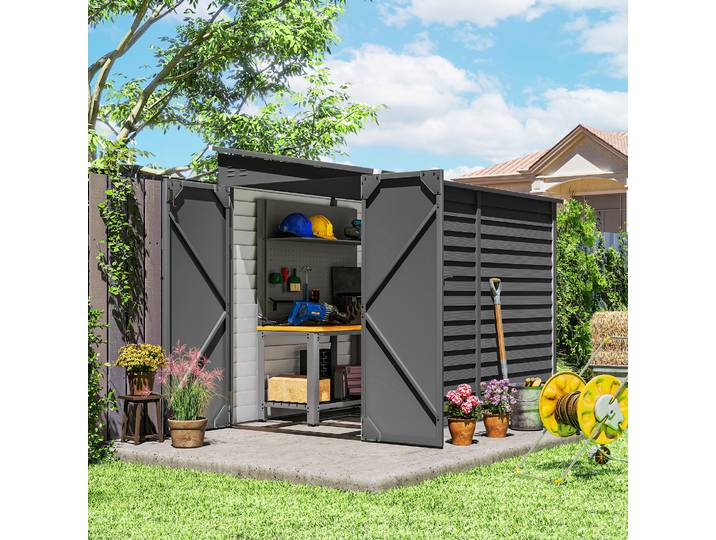 Outsunny Abri Métal 3,5m² Porte Double Verrouillable Toit Pente