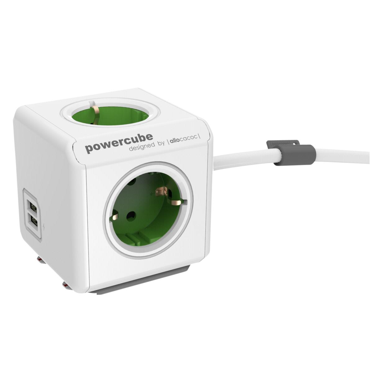 Allocacoc PowerCube Extended USB inkl. 1,5 m Kabel Type F (4x, CEE 7/4, USB-A, 1.50 m) (1406GN/DEEUPC)