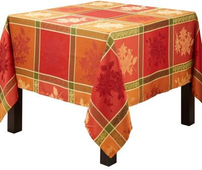Saro Lifestyle Charming Jacquard Tablecloth with Fall Leaves Design