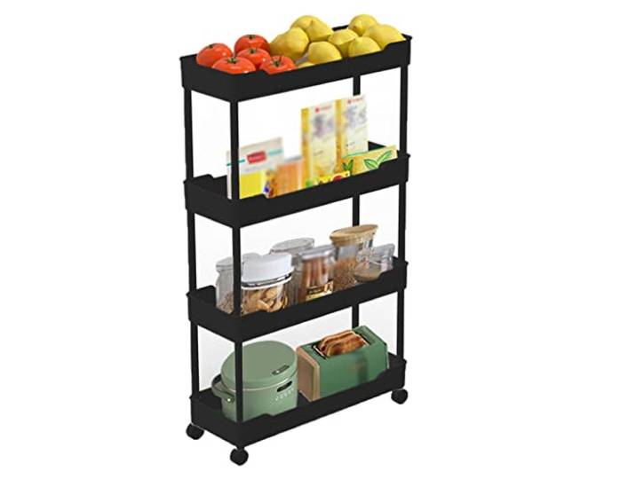 ROHCGHC Rollwagen, Stehendes Aufbewahrungsregal platzsparend Bad Küche Waschküche(4 Tier,Slim Style)