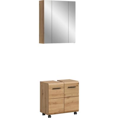 Badmöbel-Set WELLTIME "FLORENZ, 2-tlg. Bad-Kombination, hochwertige MDF-Front", artisan eiche nachbildung, B:60cm H:185cm T:30cm, Kastenmöbel-Sets, Badmöbel-Set, Bad-Kombination, Bad-Möbel, Badezimmer, Kombination, Kombi
