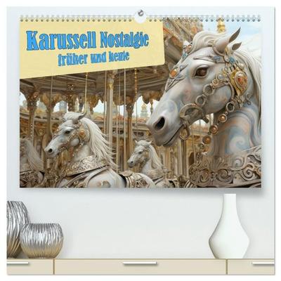 Karussell Nostalgie früher und heute (hochwertiger Premium Wandkalender 2027 DIN A2 quer), Kunstdruck in Hochglanz