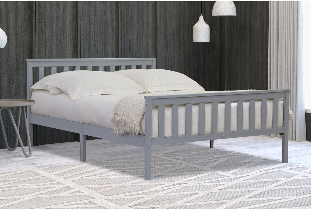 Marlow Home Co. Amecia Solid Wood Bed Grey Double (4'6)
