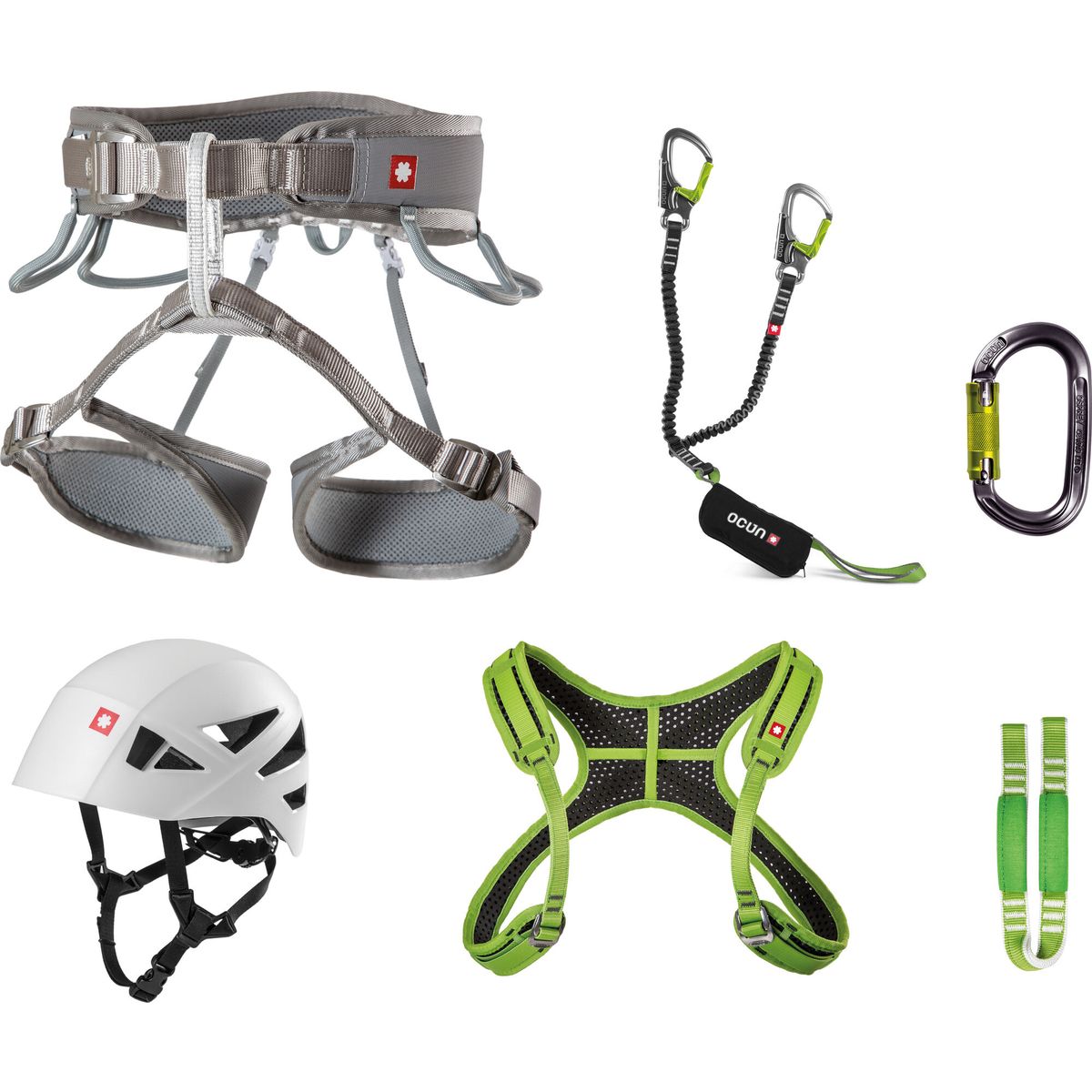 Ocun VIA Ferrata Twist+chest Shard SET grey silver / green M-XL 05347-M-XL
