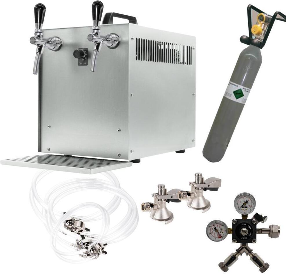 Zapfanlagenkomplettset 2-leitig Bierkoffer 60l/h klein Flachkeg