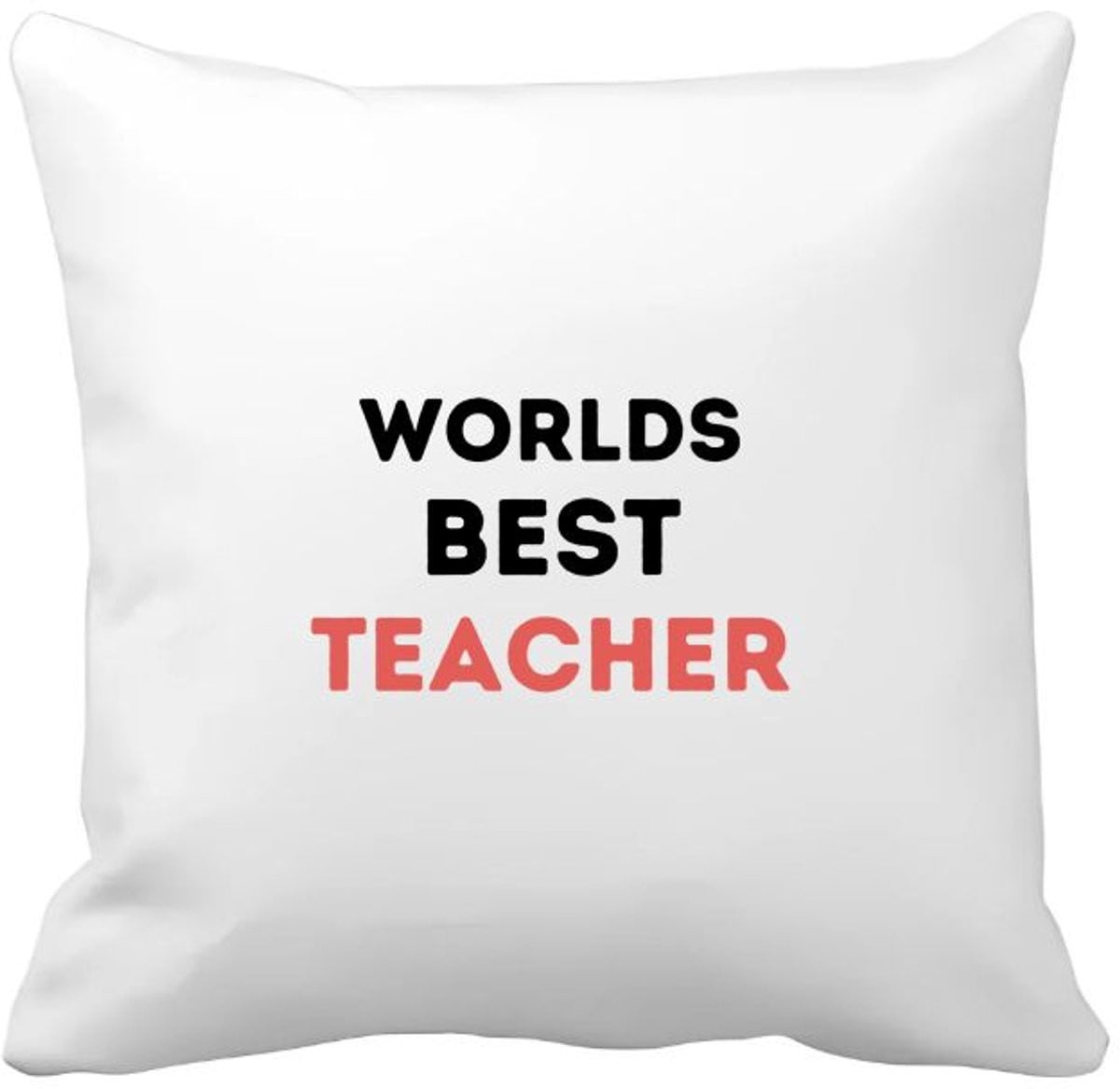 Akyol Kussenhoes Worlds Best Teacher - Docent Cadeau - 40 x 40 cm