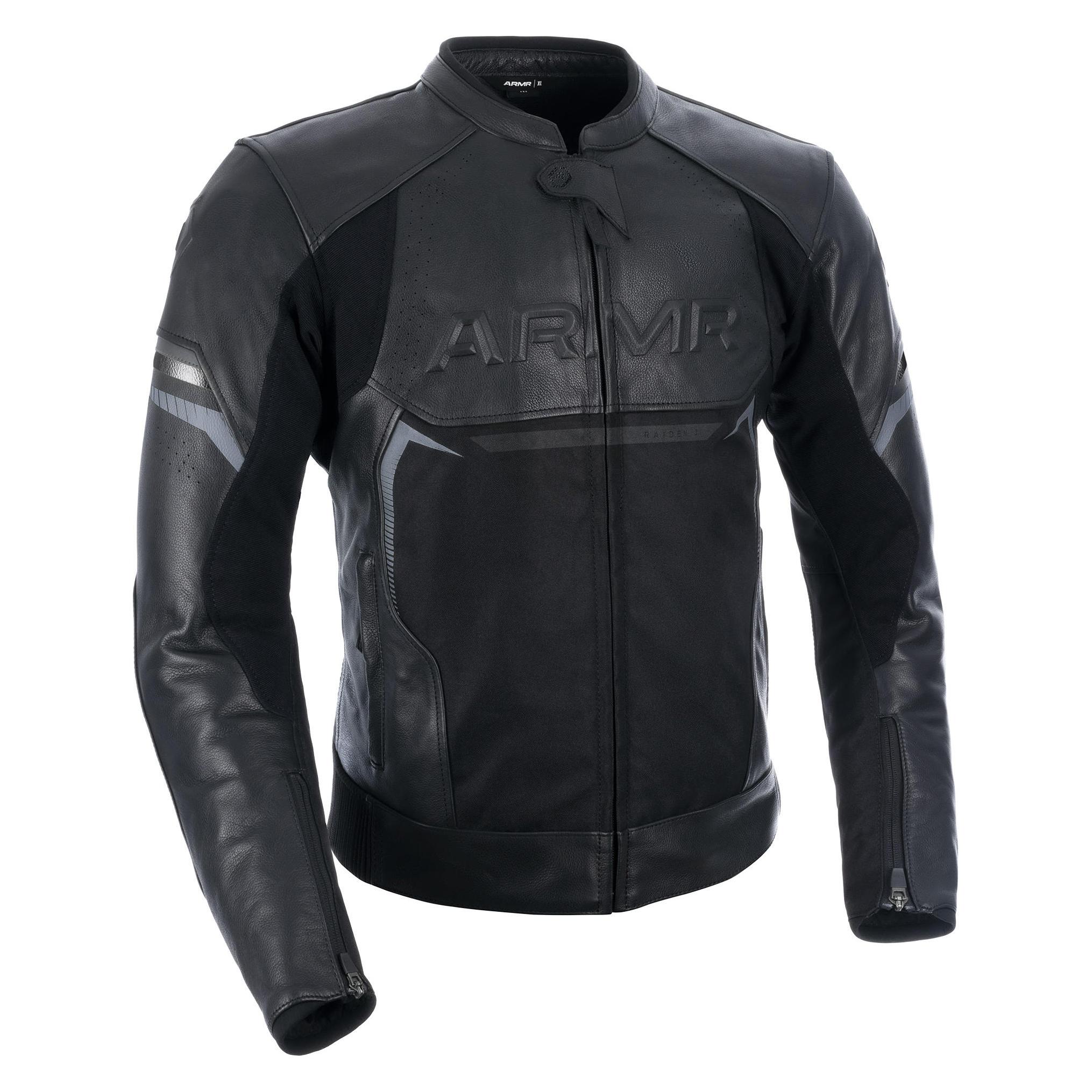 Armr Herren Leather Motorcycle Jacket Raiden 3.0 Leder-Motorradjacke, Schwarz, XL (Herren, XL) (ARML230101XL)
