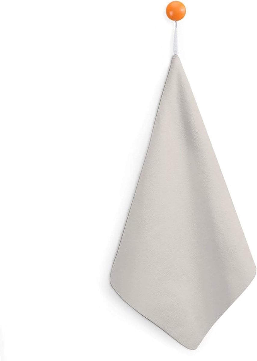 Sneldrogende microvezel handdoek voor keuken en badkamer met ophangtouw, Gebroken Wit, 44 x 31 cm