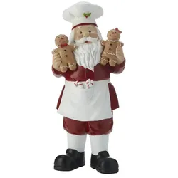 HOME STORY Dekofigur Santa mit Lebkuchen   , rot , Polyresin (Kunstharz),Stein , Maße (cm): B: 19 H: 42 T: 16.0