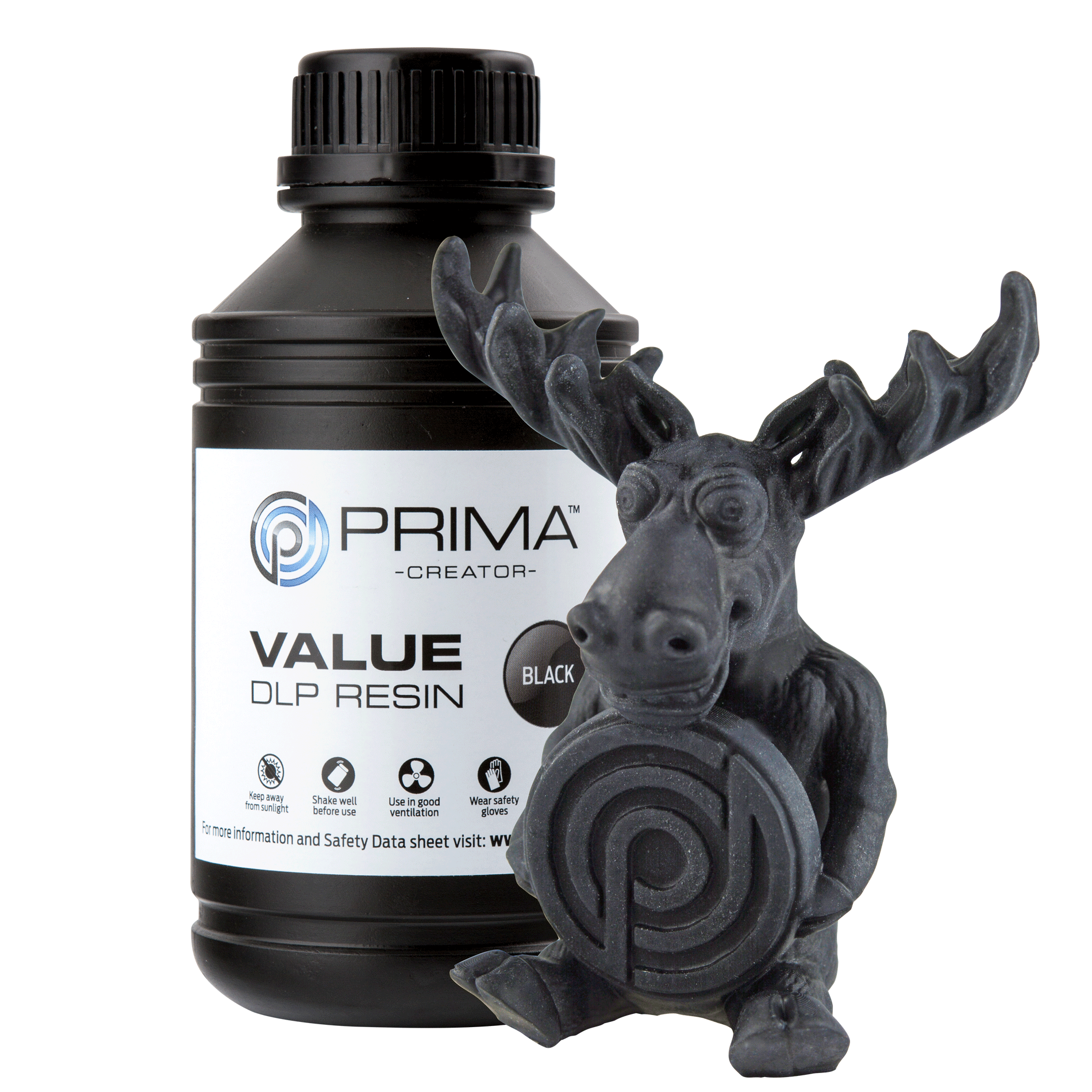 PrimaCreator Value UV / DLP Resin - 500 g - Black PV-RESIN-B405-0500-BK