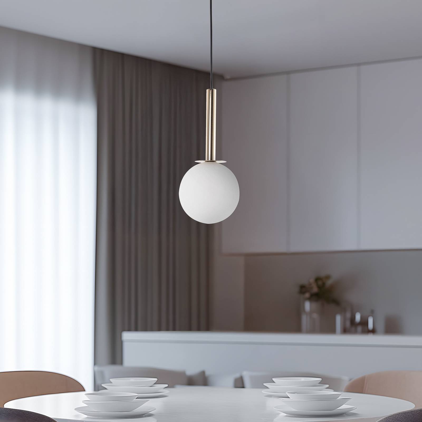 Glas Hängelampe Daisy SIGMA, dimmbar, weiß / opal, für Wohn- / Esszimmer, Metall, Modern, Pendelleuchte