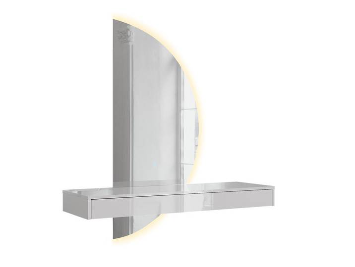 Vicco Schminktisch Sherry, Weiß Hochglanz, 120 cm mit LED-Spiegel, Holzwerkstoff, Rechteckig, 120x112x40.1 cm, Schlafzimmer, Schminktische