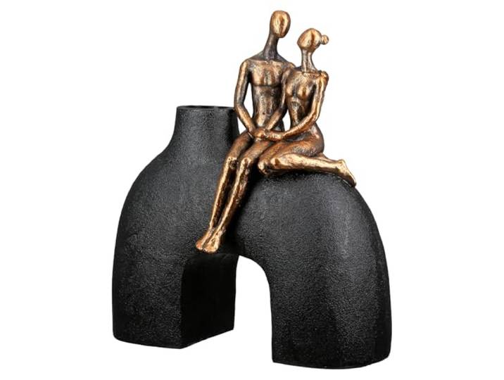 Mouvement Vase Casablanca - Résine - Noir - Aspect Métallisé - Largeur 23 cm - Forme Homme - Femme