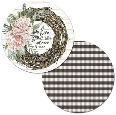 Counterart Reversible Wipe-clean Round Shaped Placemats Set of 4 - Vintage Farmhouse