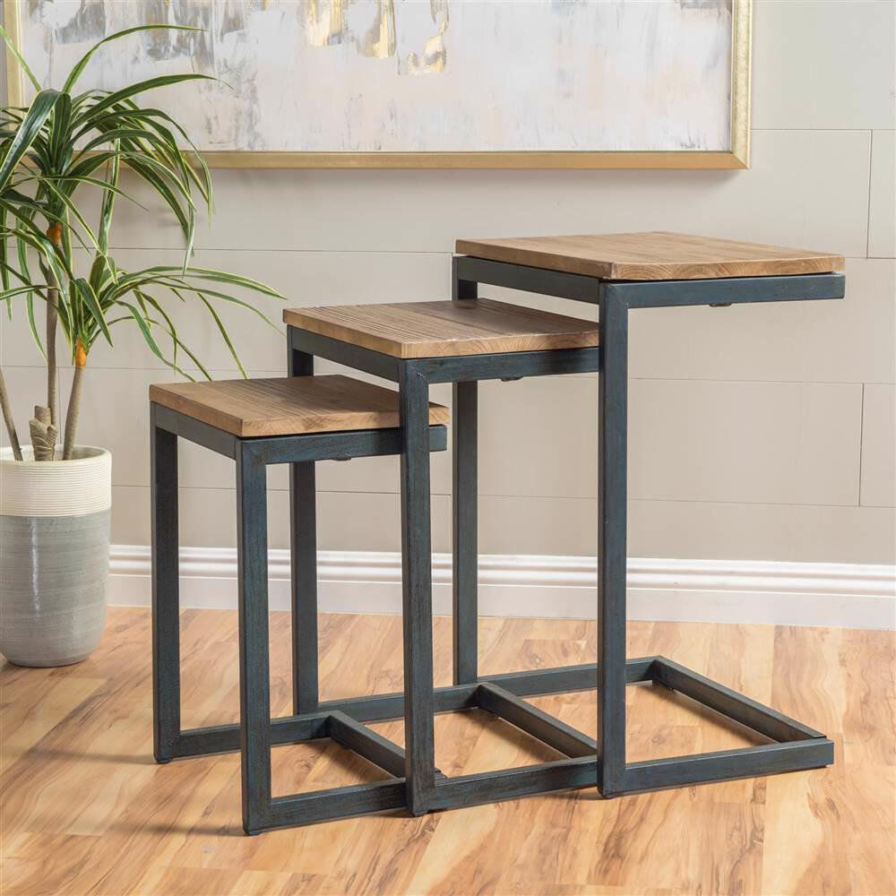 Borough Wharf Nest of 3 Sofa Table - Assembled Brown 65cm H X 46.5cm W X 32.5cm D