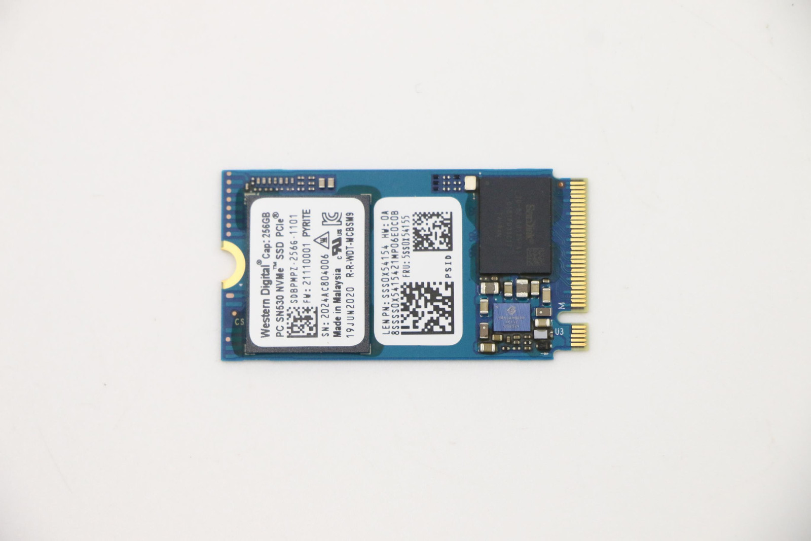 Lenovo WD SN530 PCIe 2242 SSD modelnummer 5SS0X54155