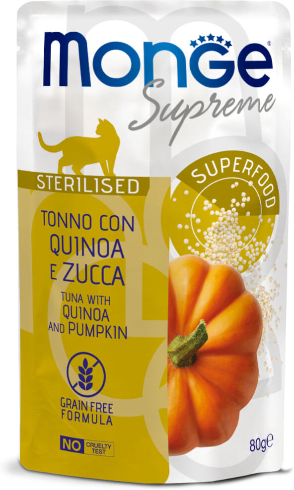 Monge Supreme Cat Sterilised Busta Multipack 24x80G TONNO CON QUINOA E ZUCCA