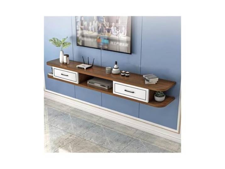 zhangrui1888 Schwimmender TV-Ständer Schwebendes TV-Gerät, schwebende Regale mit 2 Türen for das Wohnzimmer TV-Konsole(Bruin)