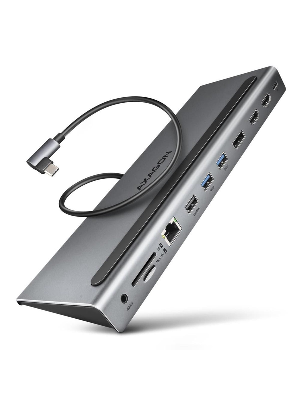AXAGON Triple 4K Display SuperSpeed USB-C Hub USB-Hubs - USB 3.2 - 11 - Grau