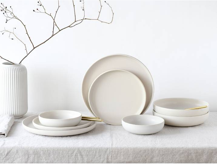 Set assiettes Uno - 8 éléments 34 x 31 x 30cm Blanc/Blanc