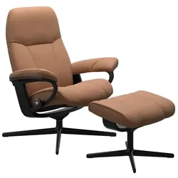 Stressless Sessel mit Hocker Consul Cross Leder Braun Batick Latte L (Large)