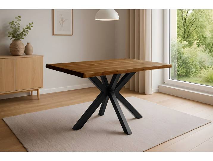 SAM® Esstisch Kawa, Akazienholz, echte Baumkante, Metallgestell Spider-Form