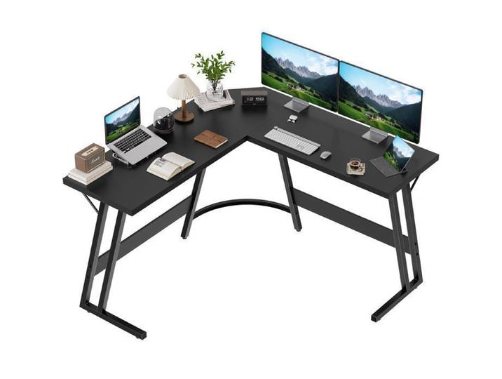 Bureau d'angle 120*120*90cm Bureau d'ordinateur en L Table de jeu Noir