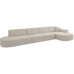 ECKSOFA Ottomane Rechts MARI-L3 - 413x171x79 cm Beige Tissu