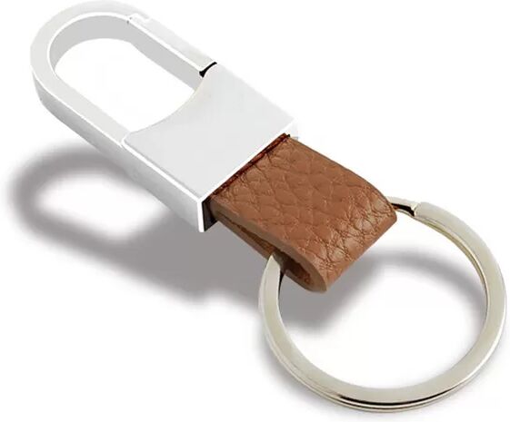 INF Porte-clés de voiture en cuir pour homme, cadeau personnalisé avec porte-clés en métal Marron