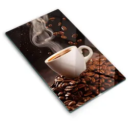 GLASPLATTE 30x52 cm Heiße Tasse Kaffee