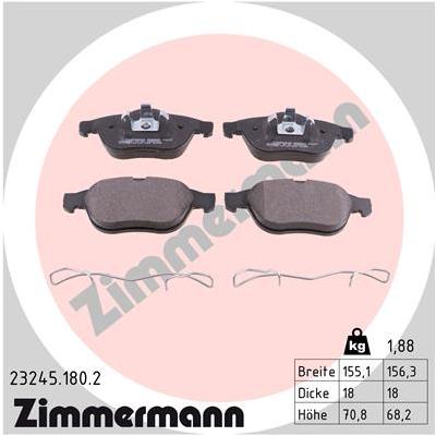 ZIMMERMANN Bremsbelagsatz, Scheibenbremse 232451802 Vorderachse für RENAULT