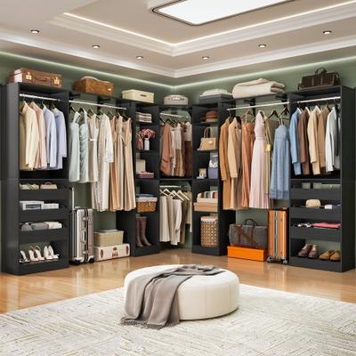 Rackcog 99''-159'' Freestanding Corner Closet System Set, Reversible Closet Organizer for Walk-in/ Reach-in Closet