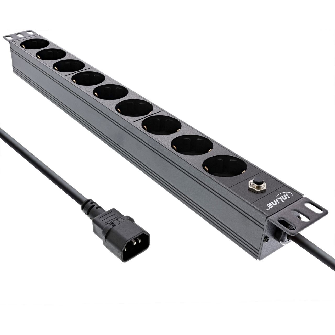 2.00m InLine Strom 19" Steckdosenleiste C14 Schwarz 9 (16429S)
