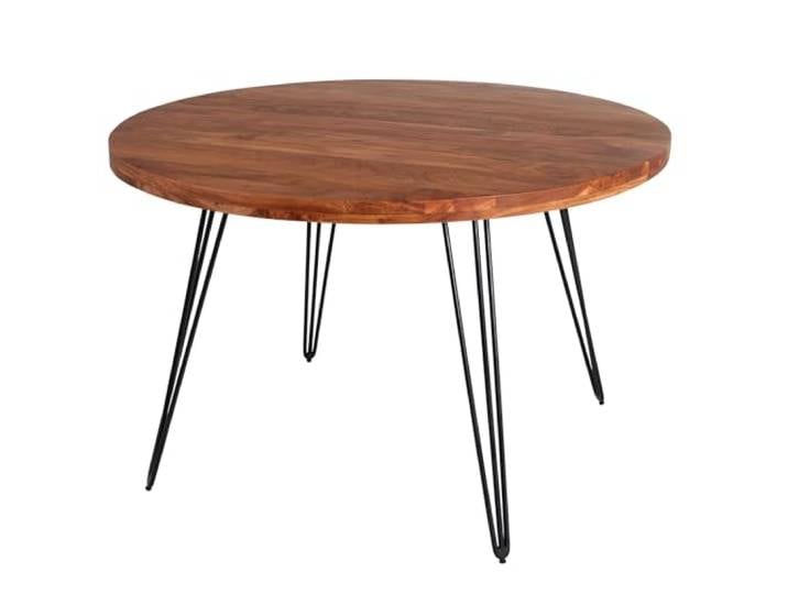 Riess Ambiente Esstisch Scorpion 120cm - schwarz Natur - Akazienholz Massiv, hochwertig, individuelle Maserung, stabile Konstruktion, Unikat, Hairpin-Design, Belastbarkeit: 30 kg, Metallgestell