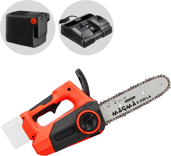 Stocker Magma E-250 LA - Tronçonneuse à batterie - 21 V / 8 Ah - Guide de 25 cm