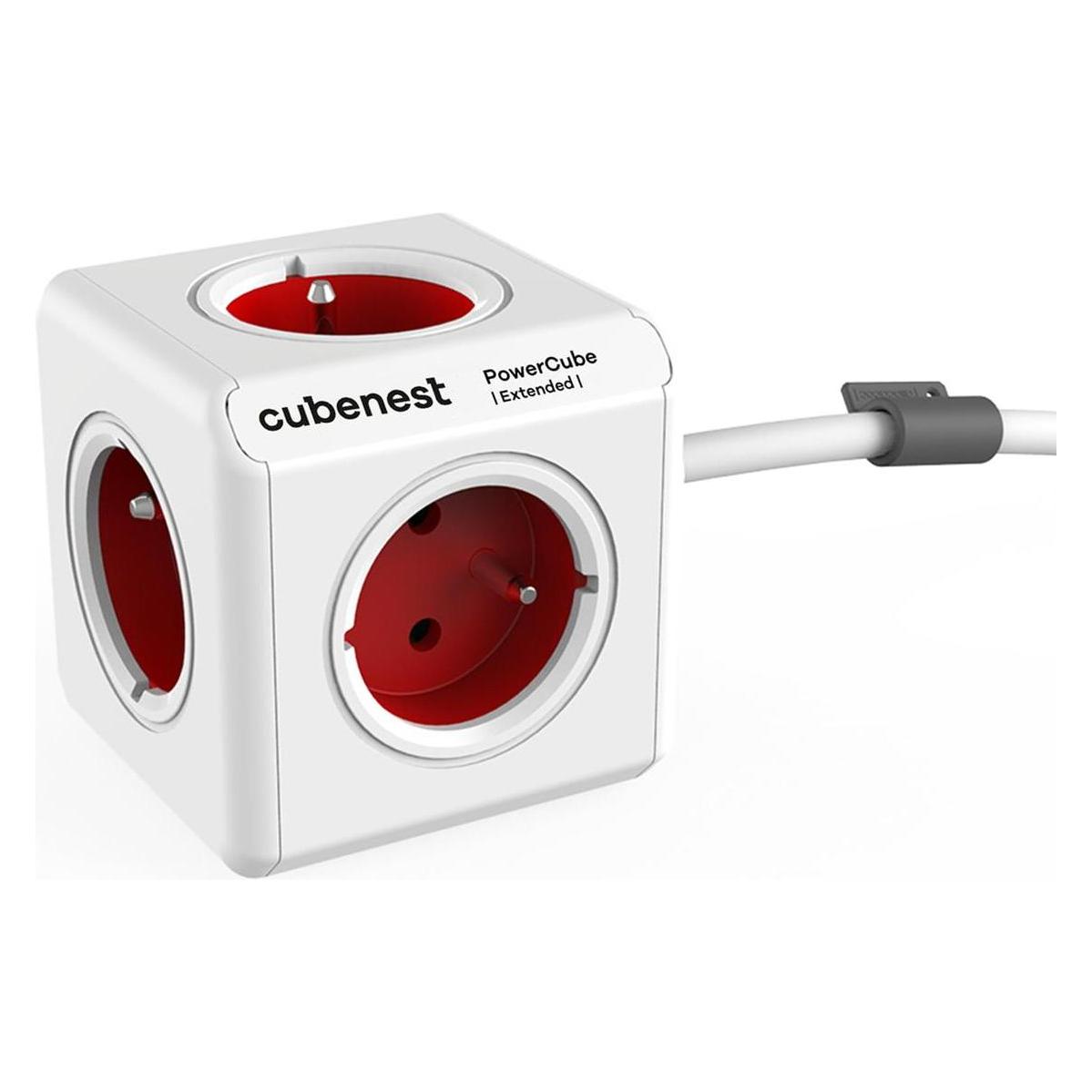 Airversa Cubenest - PowerCube, 1.5m, Extended, czerwona, POWERCUBE, 5 gniazd (5x, CEE 7/4, 1.50 m) (PC320RD)