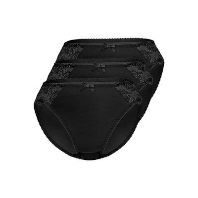 Slip SASSA "3er Pack Slip CLASSIC LACE", Damen, Gr. 42, 3 Stk., schwarz, Spitze, , figurbetont, Unterhosen Slip